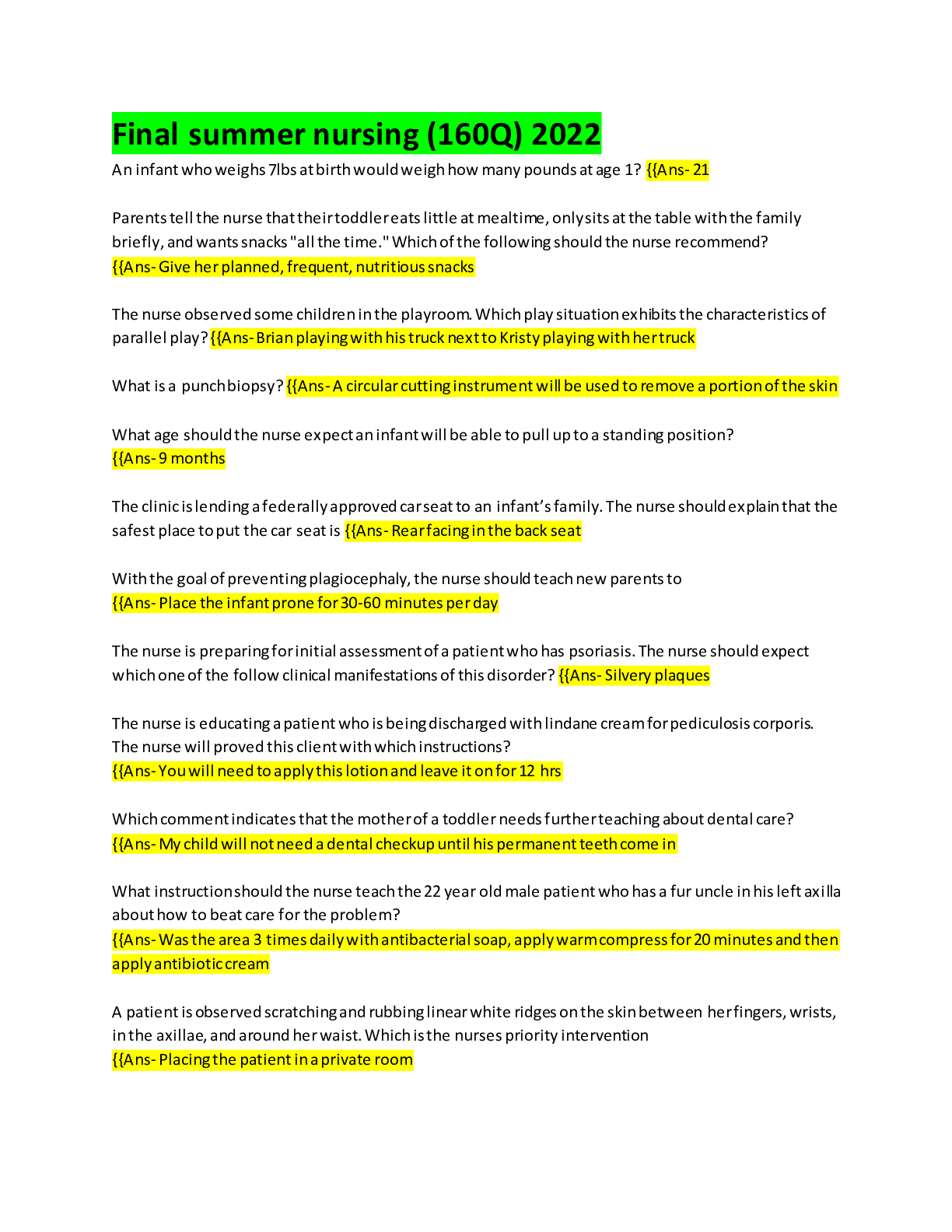 Preview image of Final summer nursing document